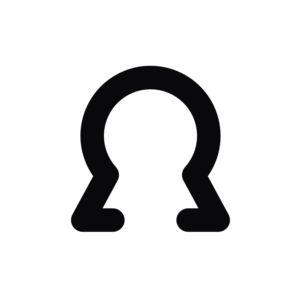 Black Ω mark on a white background